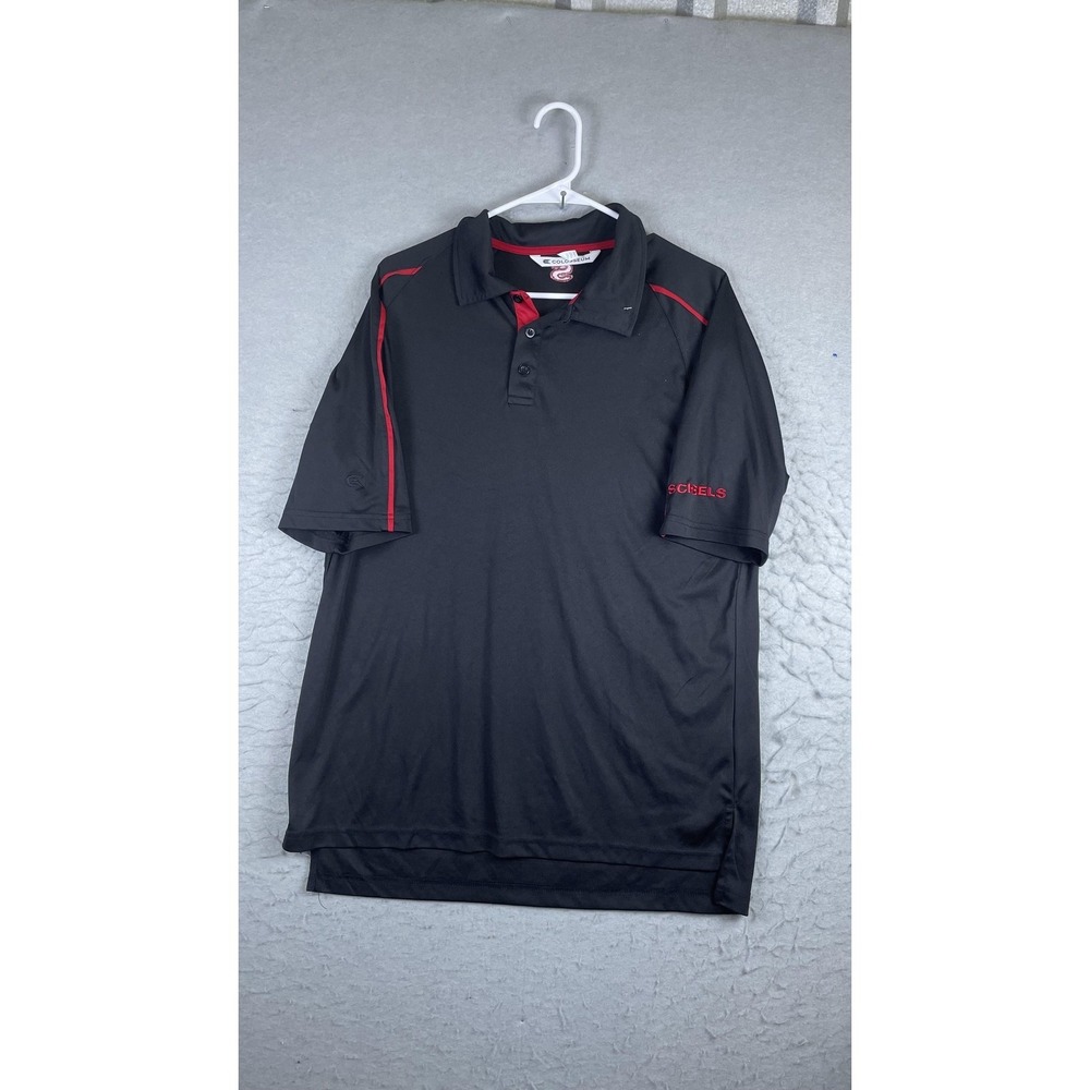 Colosseum SCHEELS Polo Shirt Mens L Black Red Short Sleeve Polyester Performance